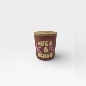 Lifes A Beach Small Glass Pink Storage Jar with Wood Lid